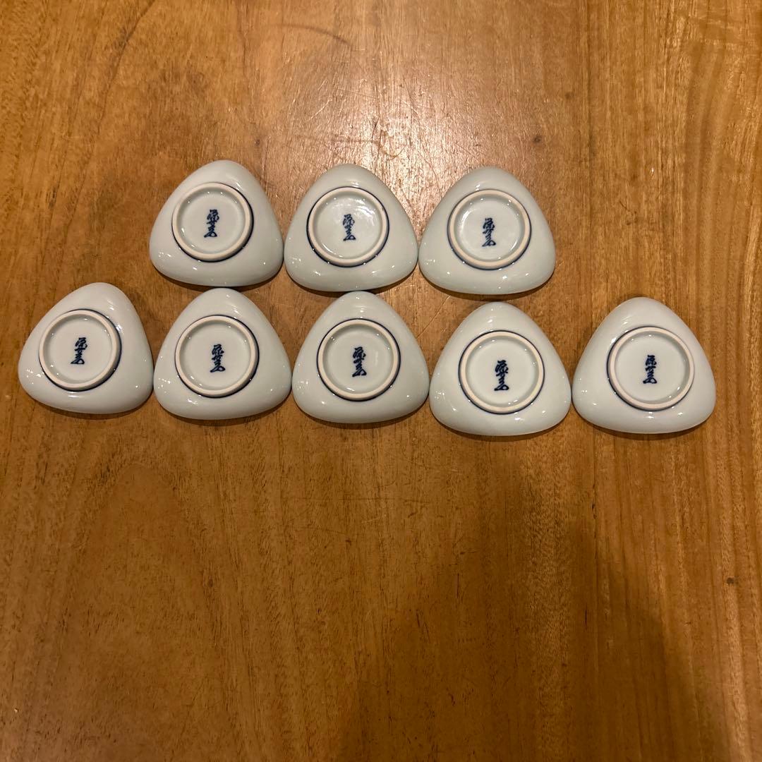 源右衛門　緑彩梅地紋 小紋割　三角小皿おまとめ