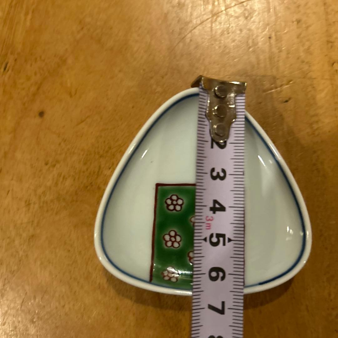 源右衛門　緑彩梅地紋 小紋割　三角小皿おまとめ