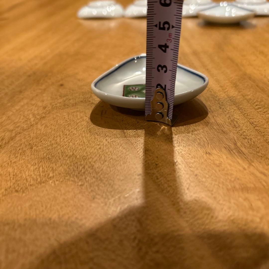 源右衛門　緑彩梅地紋 小紋割　三角小皿おまとめ