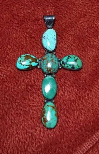 ターコイズ クロストップ goro's（ゴローズ） 金縄ターコイズホイール付きクロス ペンダント