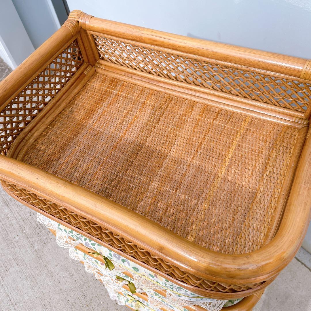 ヴィンテージ★ラタンチェスト 4段 収納棚 ナチュラル アジアン家具 大型籘家具