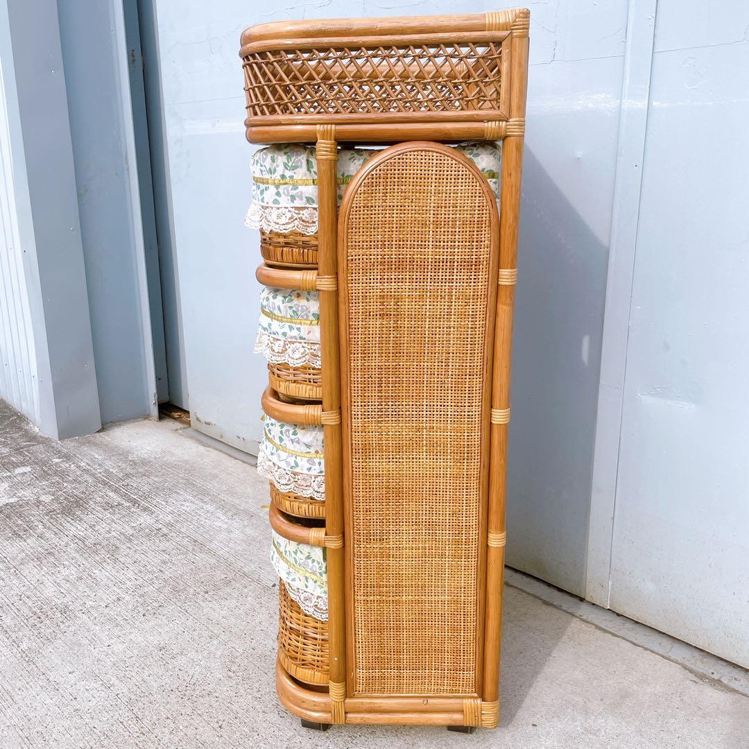 ヴィンテージ★ラタンチェスト 4段 収納棚 ナチュラル アジアン家具 大型籘家具