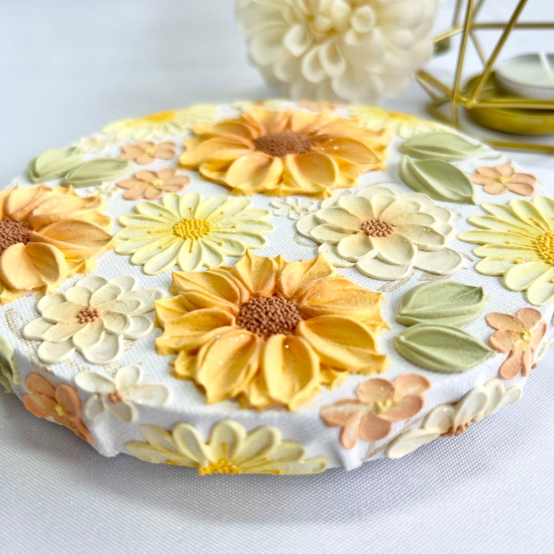 テクスチャーアート　絵画　インテリアアート　花　立体　絵　北欧インテリア　花の絵