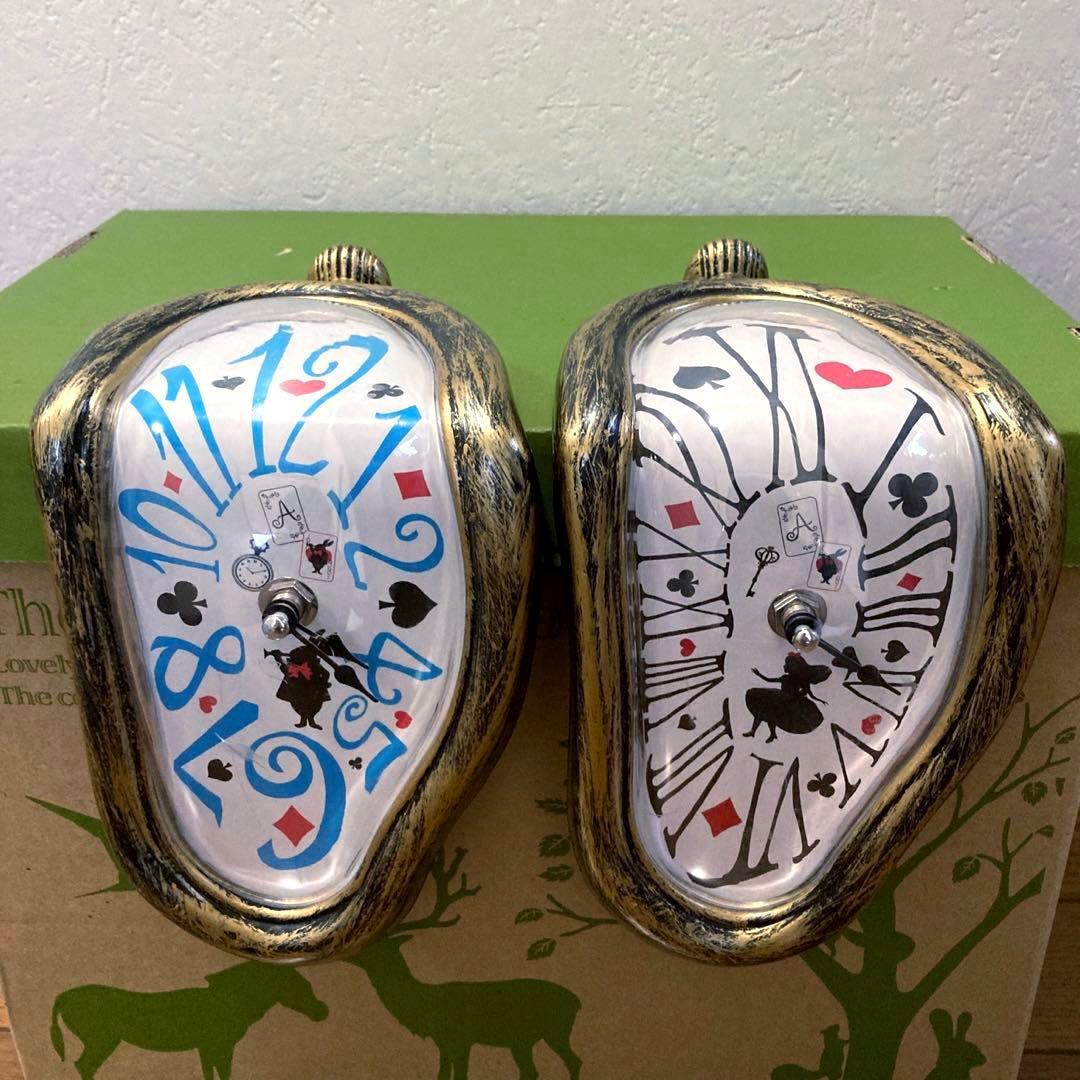 ディズニー 不思議の国のアリス 置き時計 メルティングクロック 2点