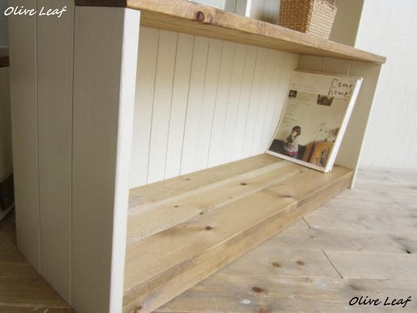 サイズ、デザインオーダー可●お子様目線3段ラック●シャビーホワイト●受注製作