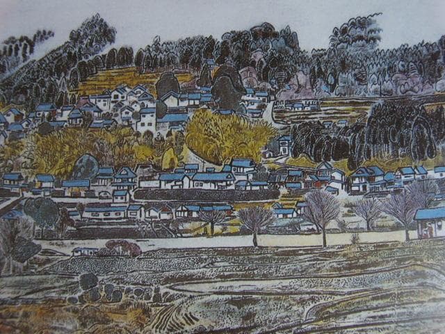 小松均、【大原早春】、希少な額装用画集より、新品額装付、状態良好