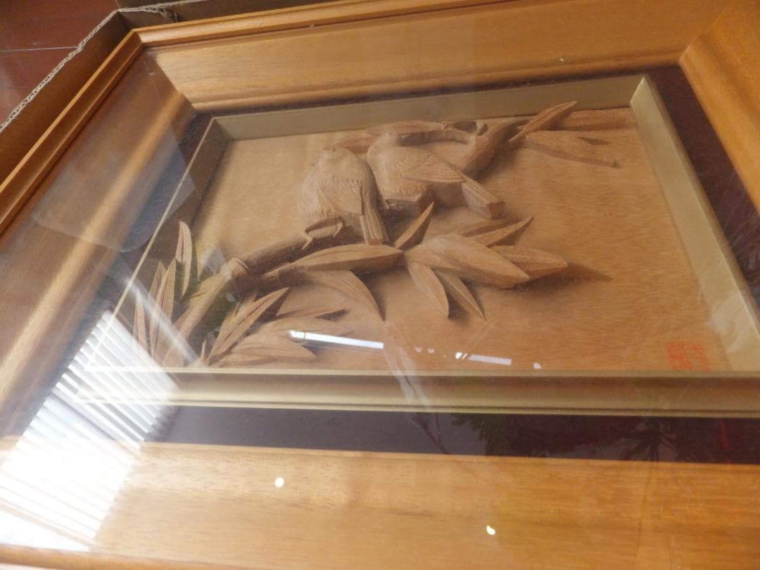 レア　伝統工芸士　小西　一峰　木彫　夫婦雀