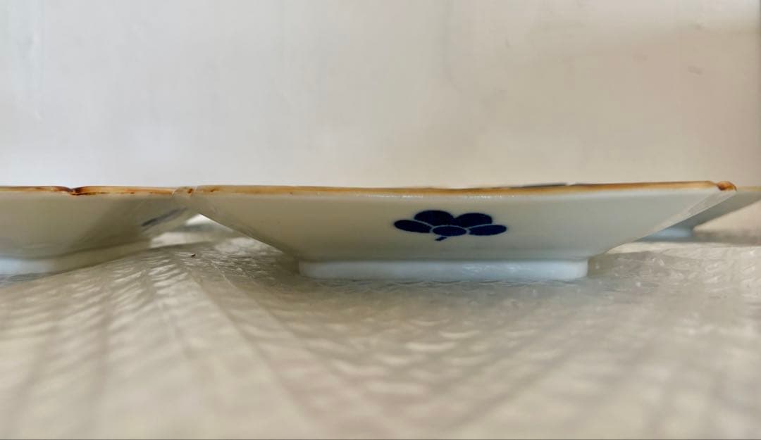 有田焼 寿山 皿 梅 レトロ 青い花柄 四角皿 5枚セット - メルカリ