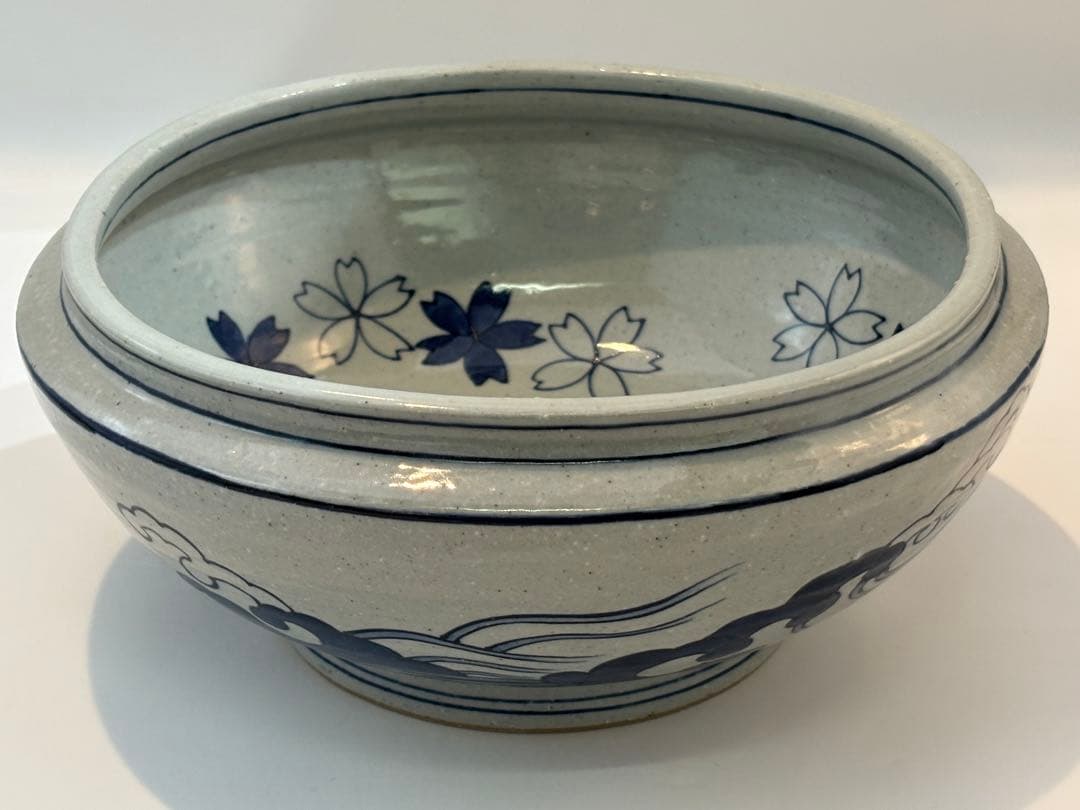 茶道具 染付桜川水指 桜水指 水指 共箱 - メルカリ