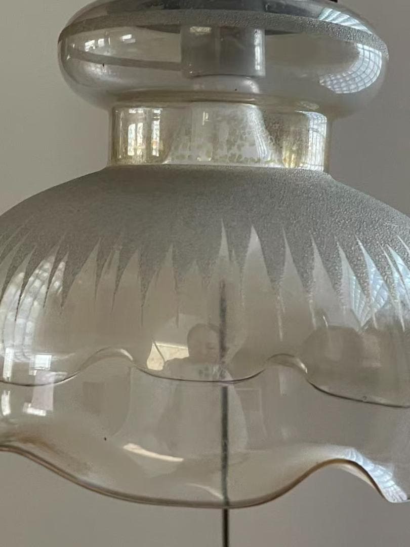 【希少/ヴィンテージ】天使の装飾 ペンダントライト フリルガラス エッチング加工