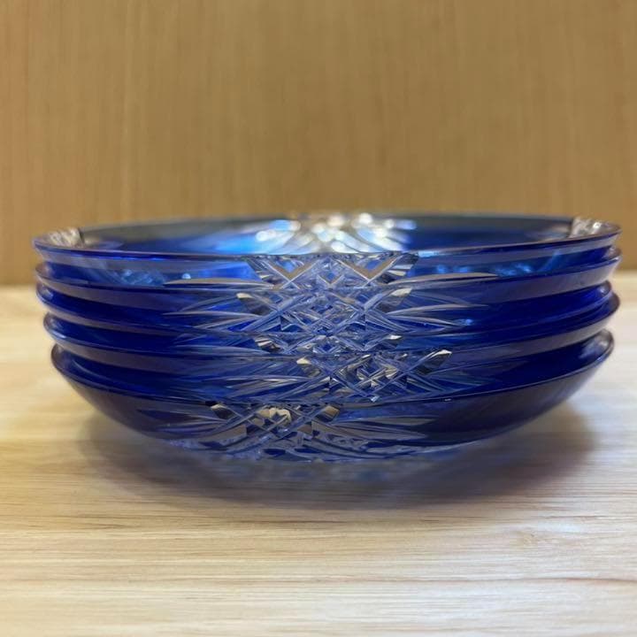 カガミクリスタル　祥瑞切子　銘々皿5枚セット