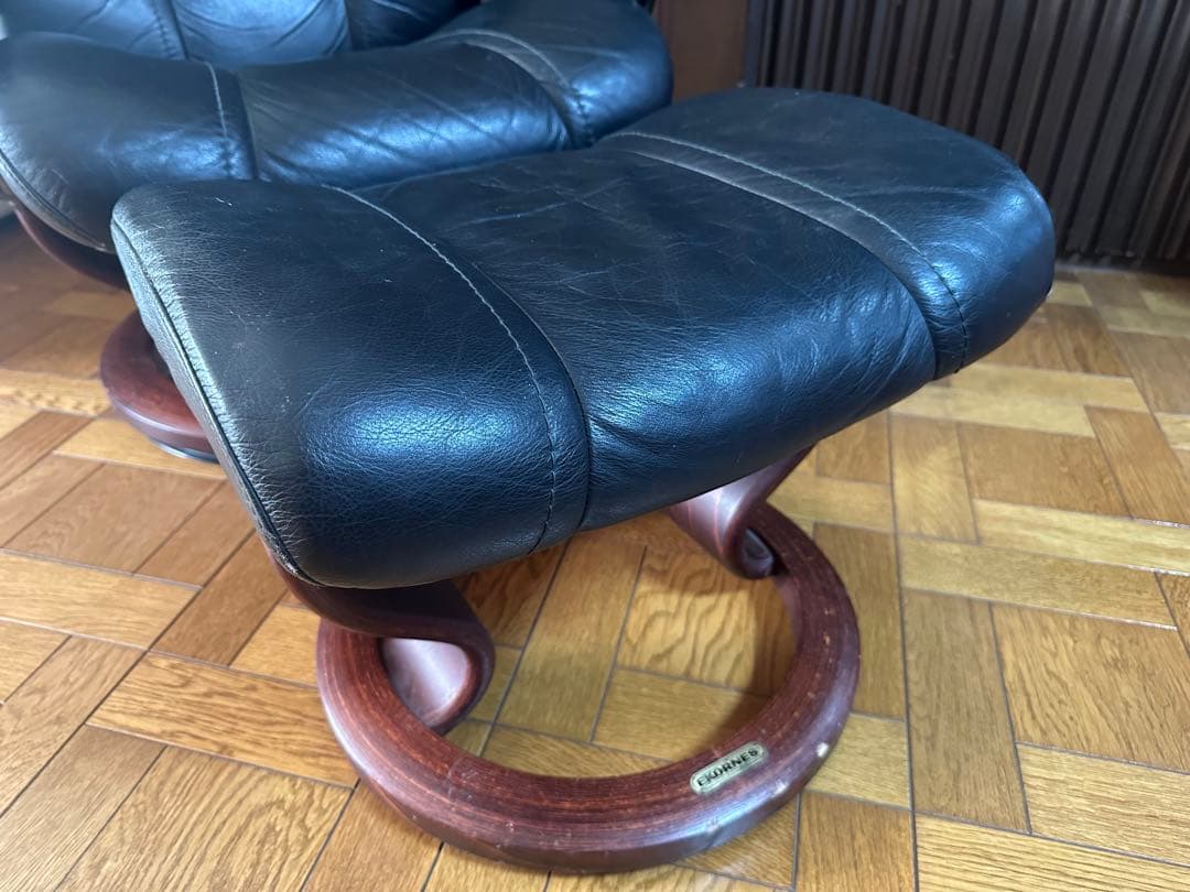 【値下げ】EKORNES エコーネス　ブラックレザー リクライニングソファ