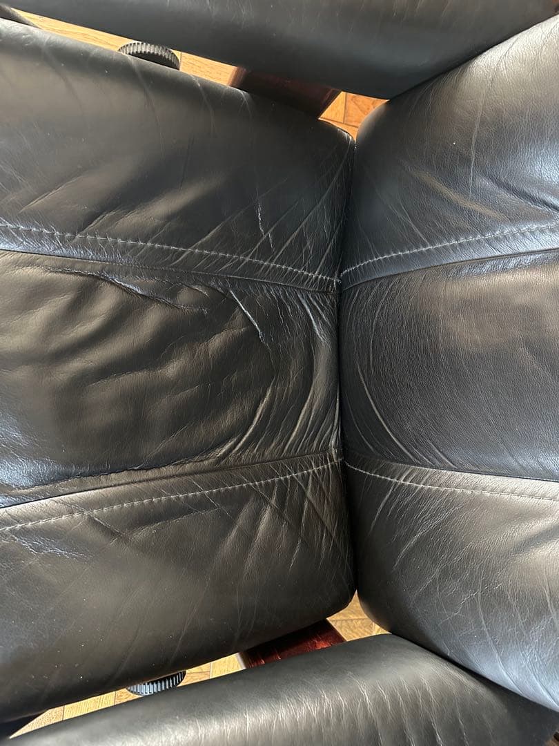 【値下げ】EKORNES エコーネス　ブラックレザー リクライニングソファ