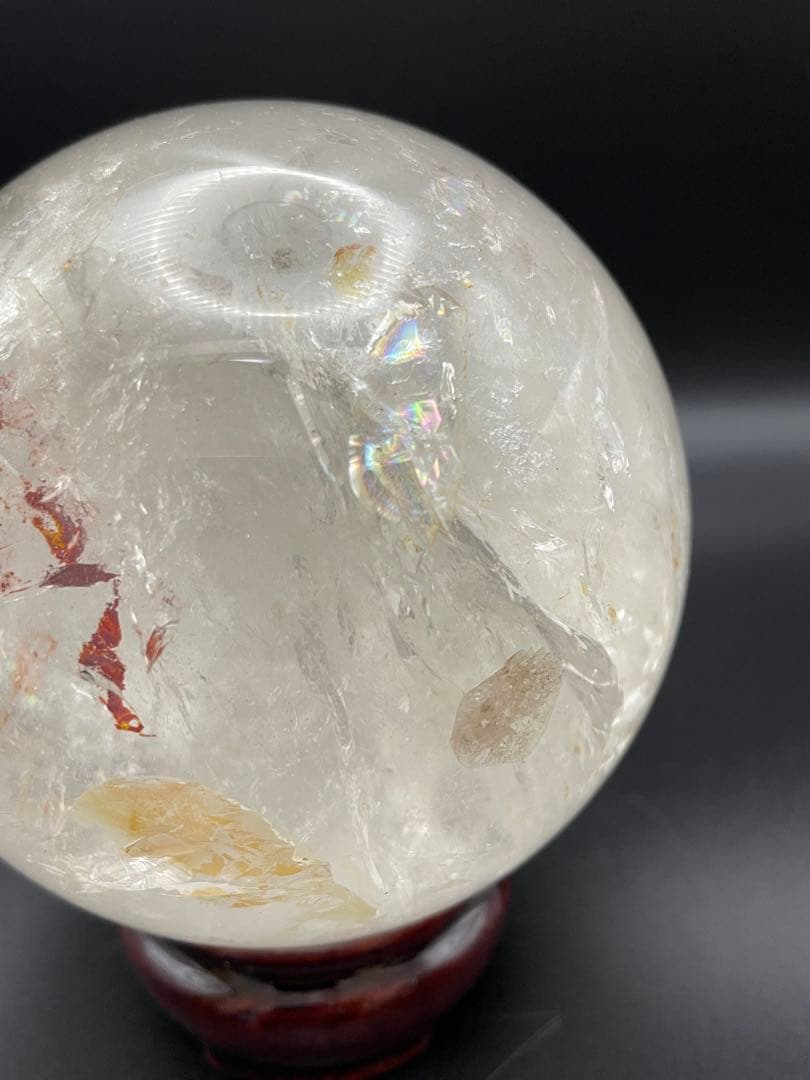 【ヒマラヤ水晶】天然石 丸玉 虹入り 約93.4mm 1165.5g セール中！