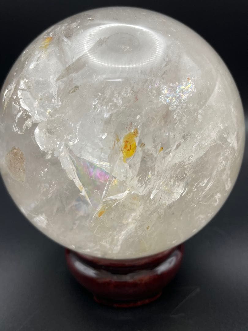 【ヒマラヤ水晶】天然石 丸玉 虹入り 約93.4mm 1165.5g セール中！