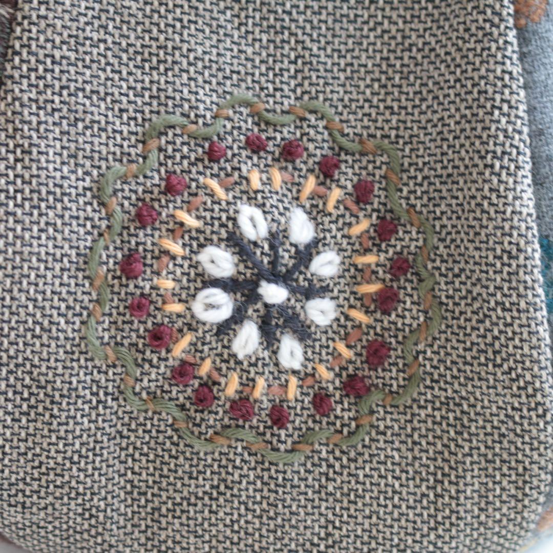 ハンドメイド パッチワーク ウール 刺繍 バッグ