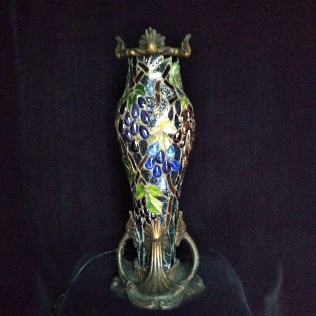 №照明館　アンティーク　ステンドグラス　ランプ葡萄　委託品