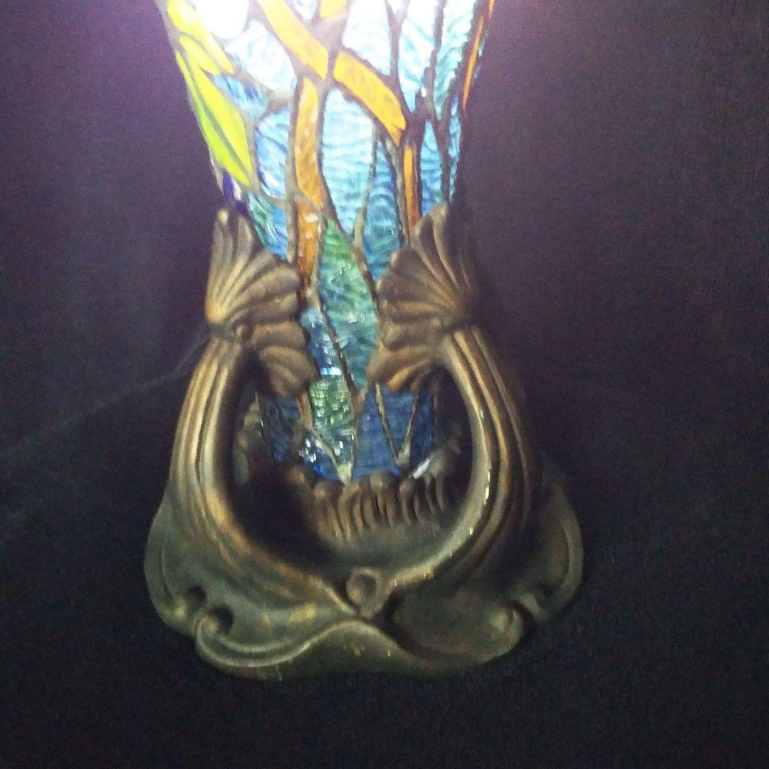 №照明館　アンティーク　ステンドグラス　ランプ葡萄　委託品
