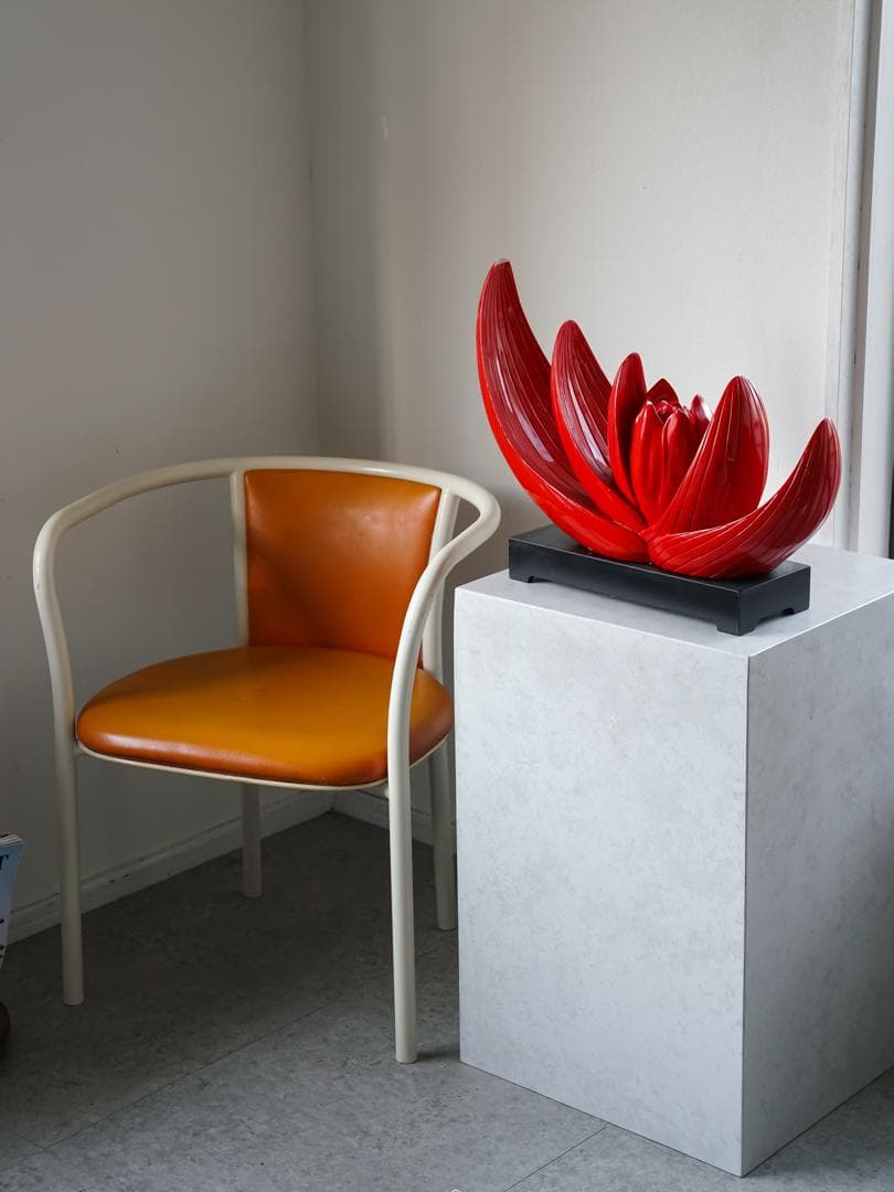 ポストモダン ヴィンテージオブジェ ロータス/蓮の花 アンティーク彫刻