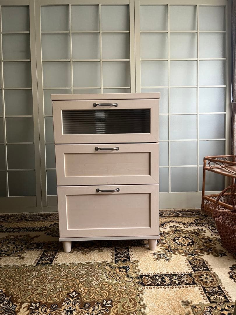 白家具 インテリア チェスト アンティーク モールガラス