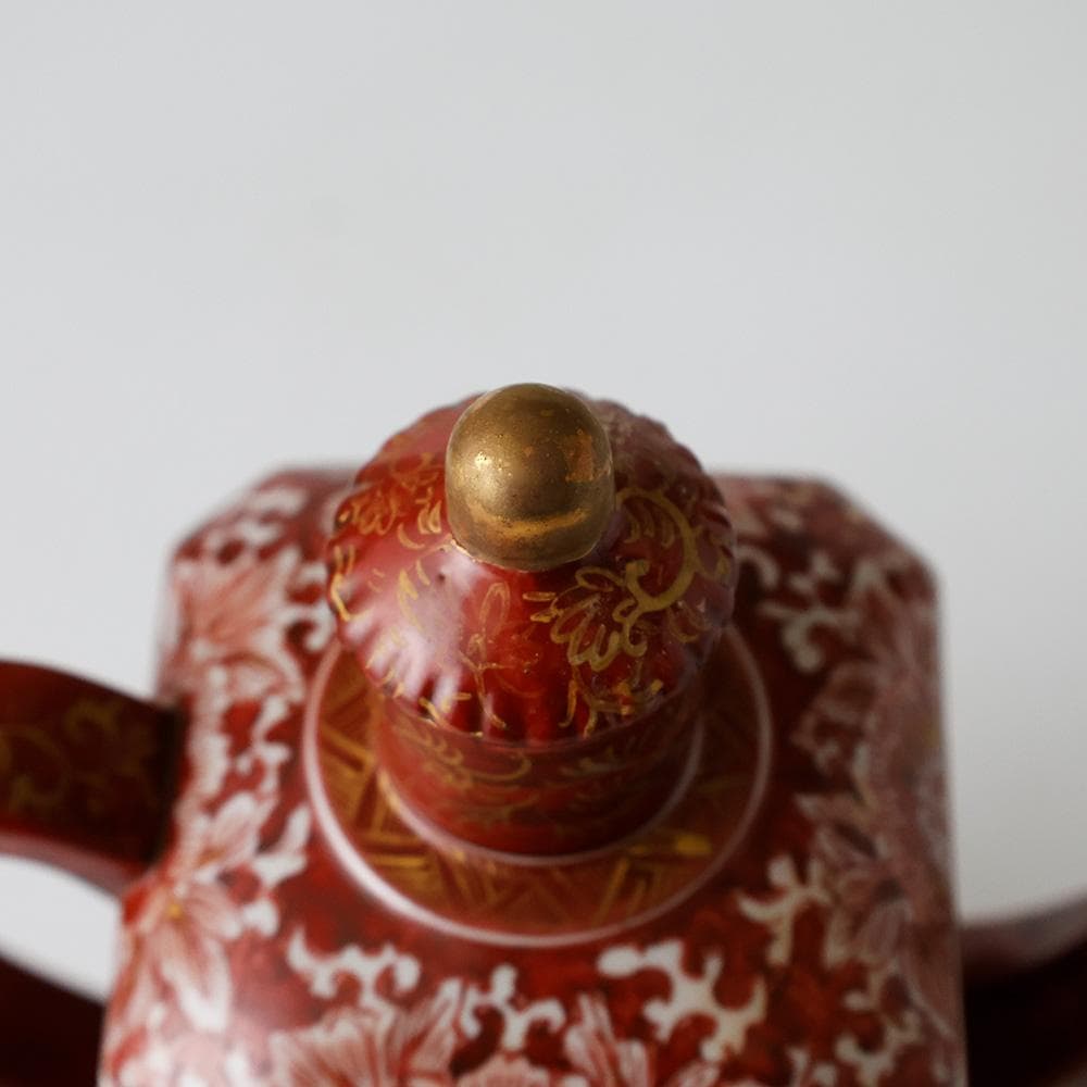 時代年代物 九谷焼 赤絵金彩 唐草 花鳥 楼閣図 水注 - メルカリ