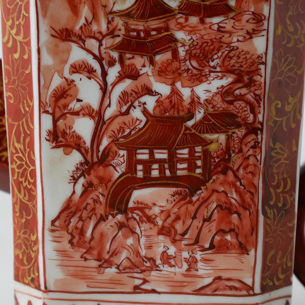 時代年代物 九谷焼 赤絵金彩 唐草 花鳥 楼閣図 水注 - メルカリ