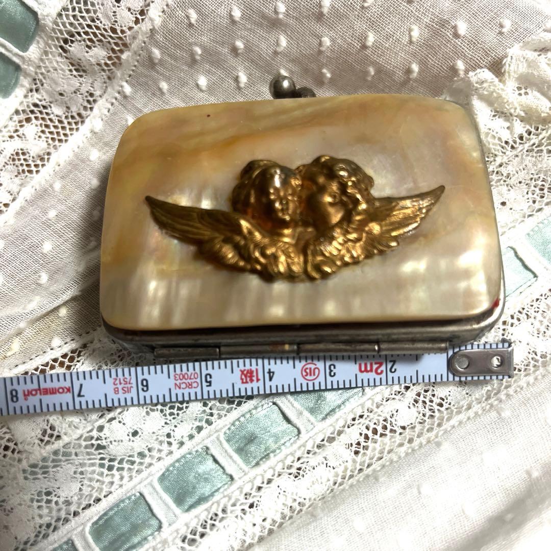 フランス アンティーク マザーオブパール エンジェル　がま口 財布