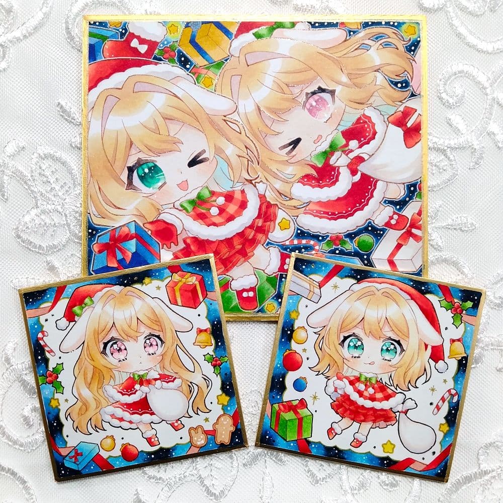 オリジナル 手描き イラスト 色紙 3枚セット