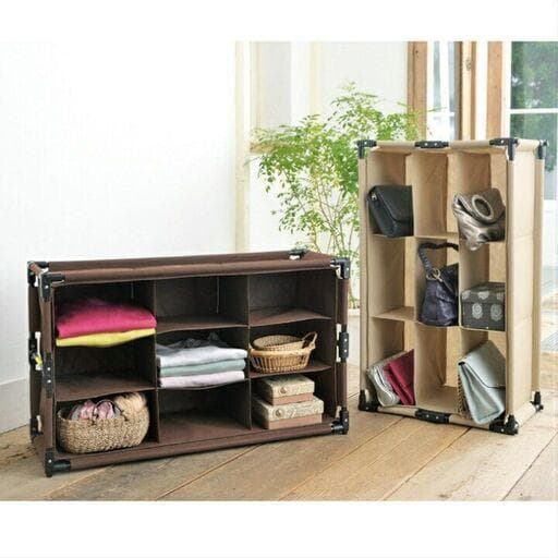 折りたたみ式収納ラック ワンタッチオーガナイザー ブラウン2個セット