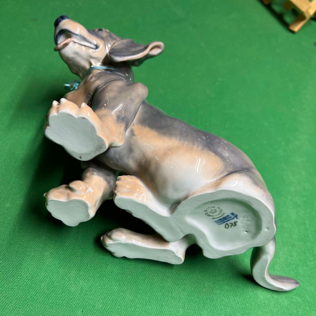 陶器製犬の置物 グレーとベージュ