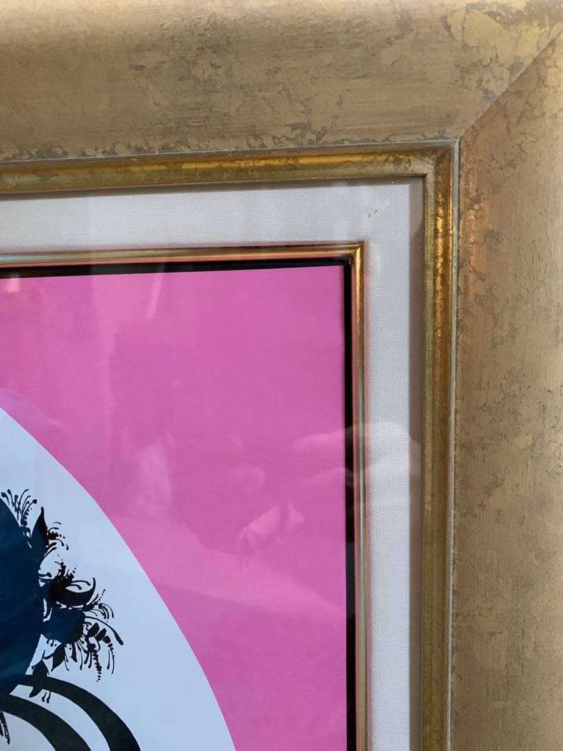 ビヨンヴィンブラッド　大型ゴールド額ビンテージシルエットピンク少女横顔額装！