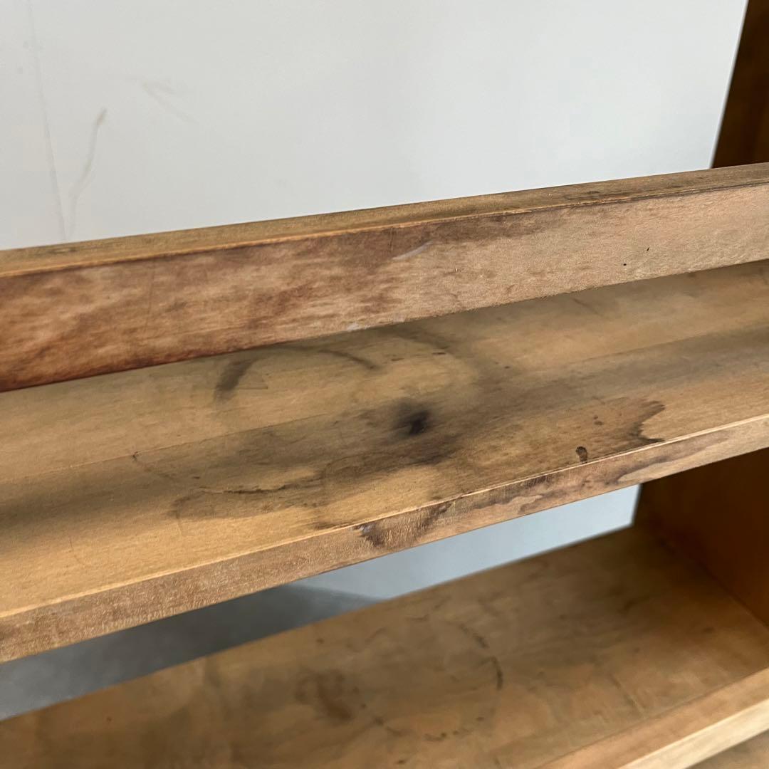 アンティーク オープンラック 楔 4段 本棚 無塗装 総無垢 昭和レトロ