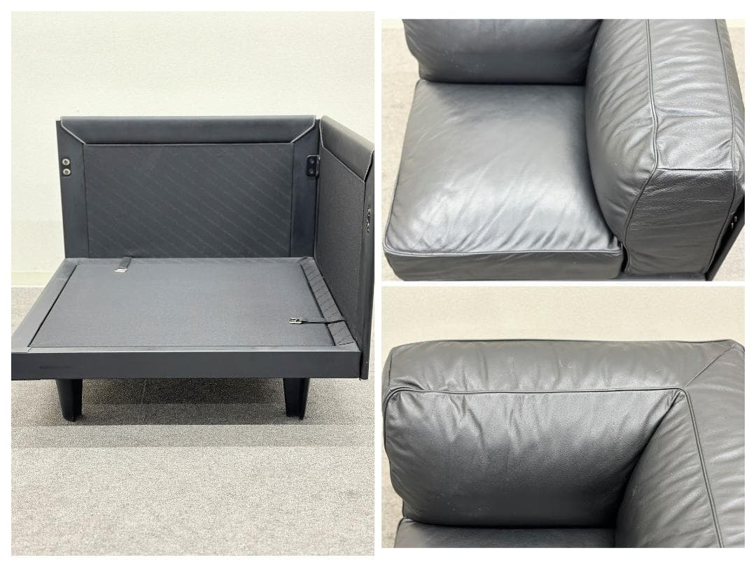 ポルトローナ・フラウ■TWICE　L字　コーナーソファ　本革　黒　IDC大塚家具