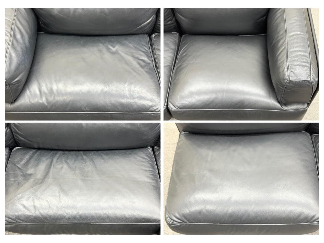 ポルトローナ・フラウ■TWICE　L字　コーナーソファ　本革　黒　IDC大塚家具