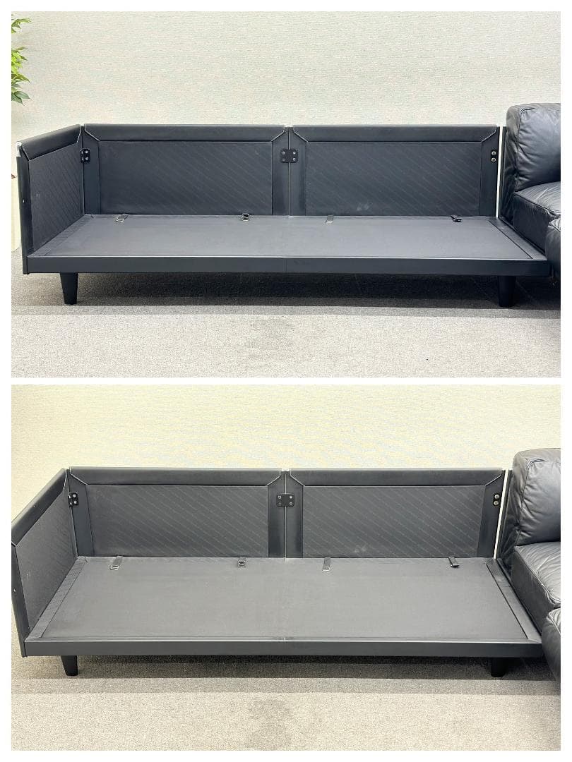 ポルトローナ・フラウ■TWICE　L字　コーナーソファ　本革　黒　IDC大塚家具