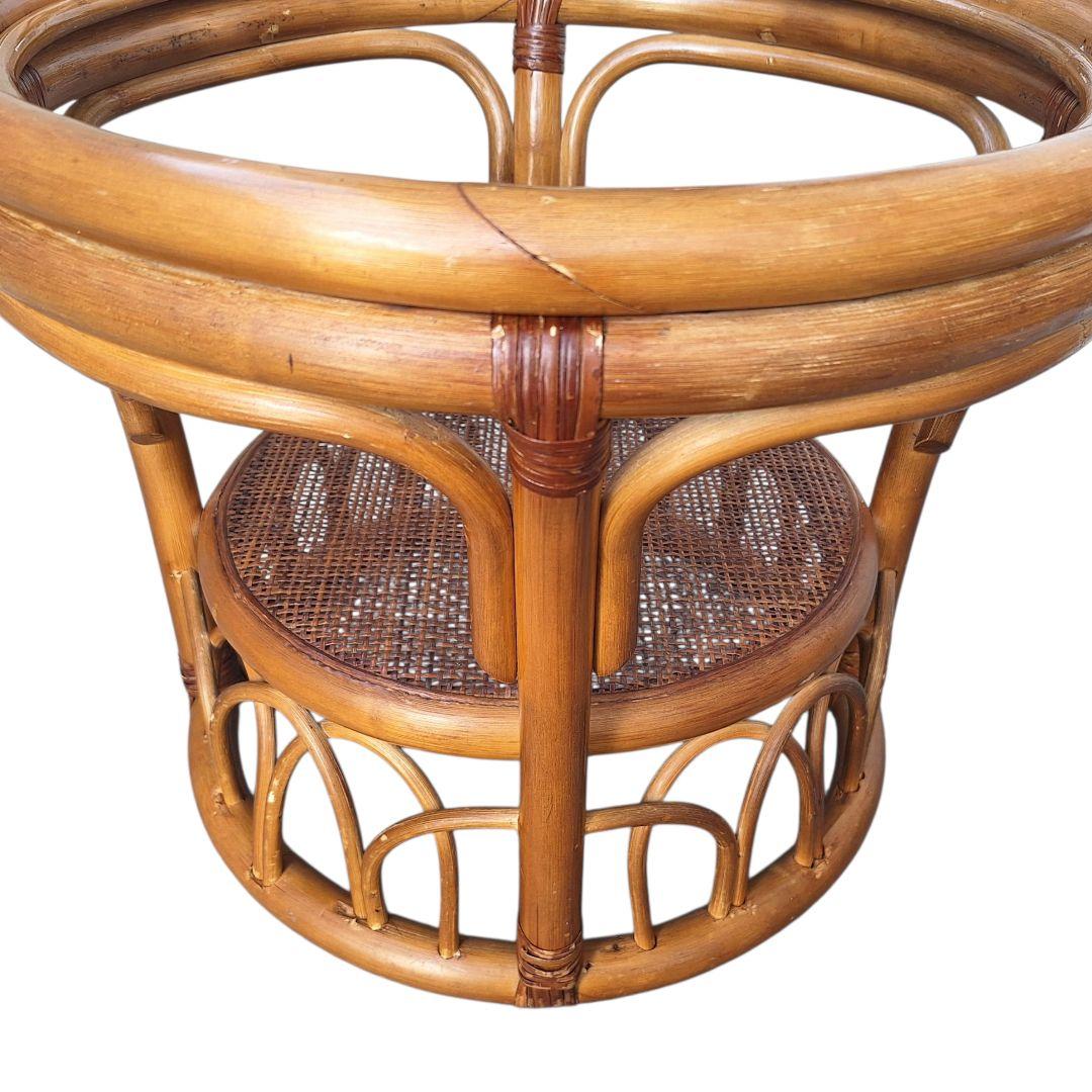 【良品】ヴィンテージ ラタン サイドテーブル ガラス