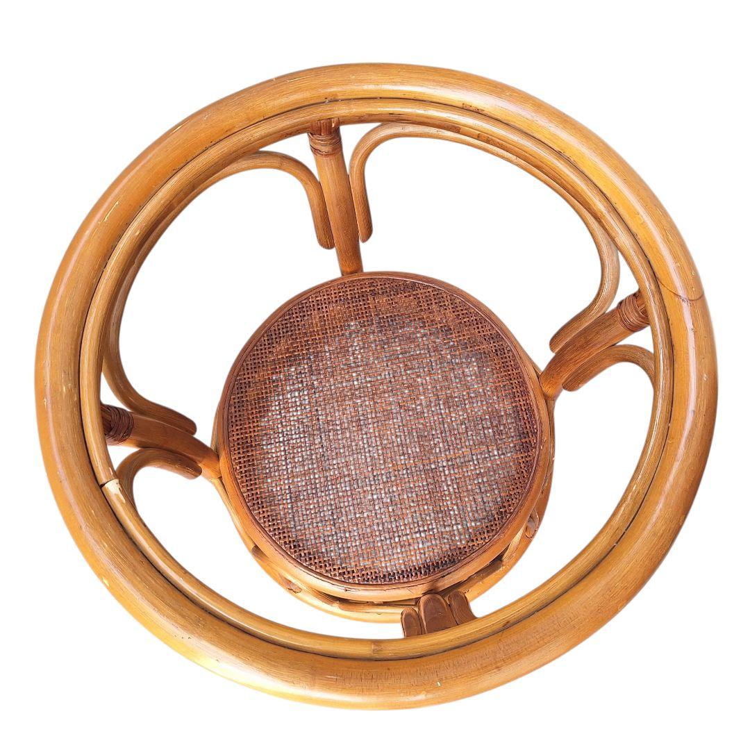 【良品】ヴィンテージ ラタン サイドテーブル ガラス