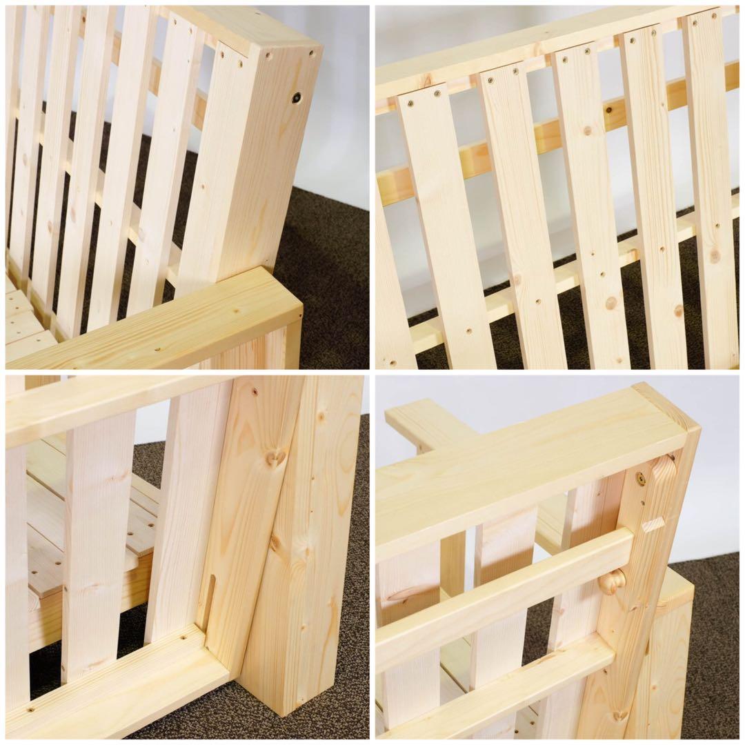 H 新品 北欧パイン ソファベッド フレーム 伸長 セミダブル すのこベッド