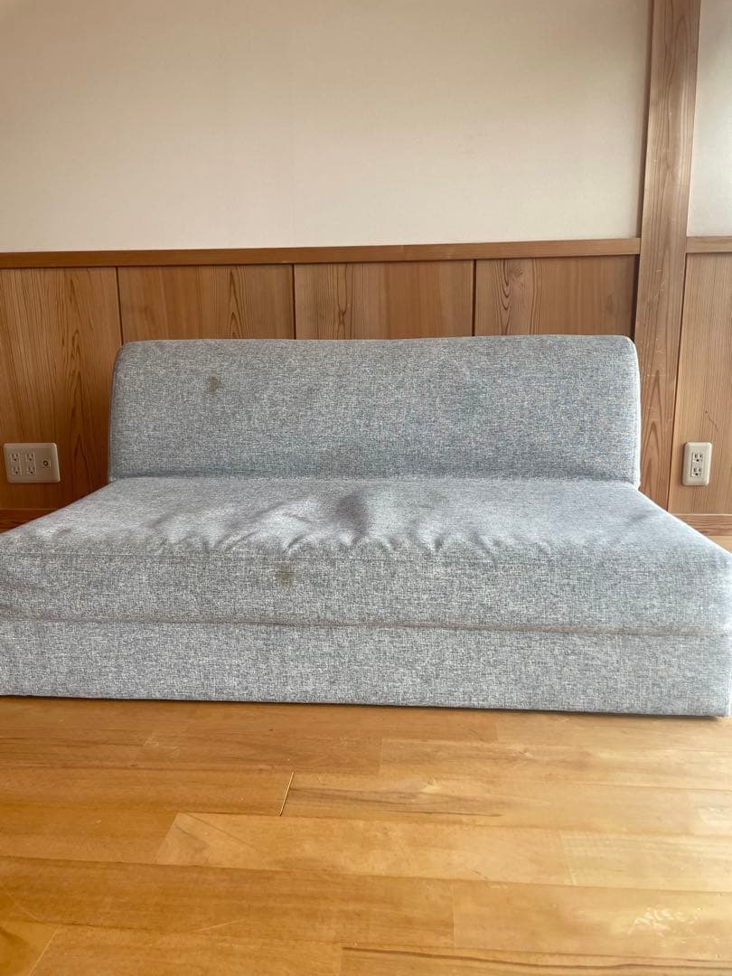 【お買得】グレー ファブリック 2人掛けソファ2way 足取り外し可能 高さ調整