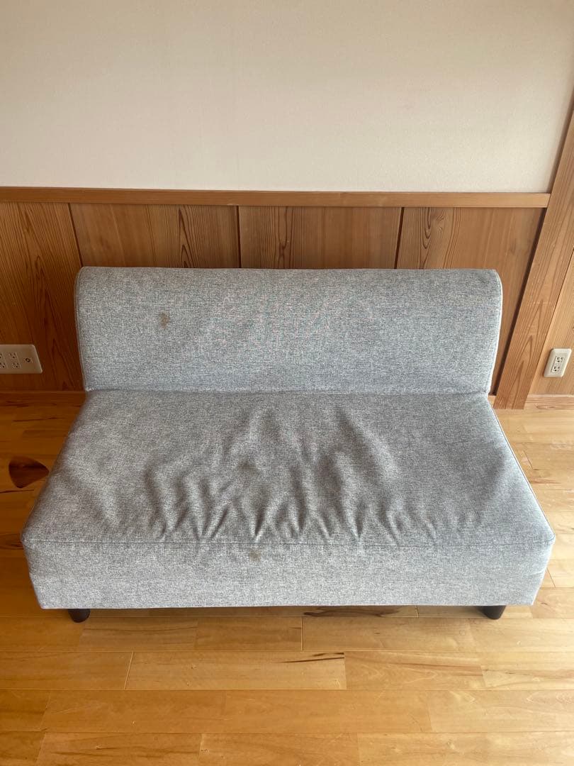 【お買得】グレー ファブリック 2人掛けソファ2way 足取り外し可能 高さ調整