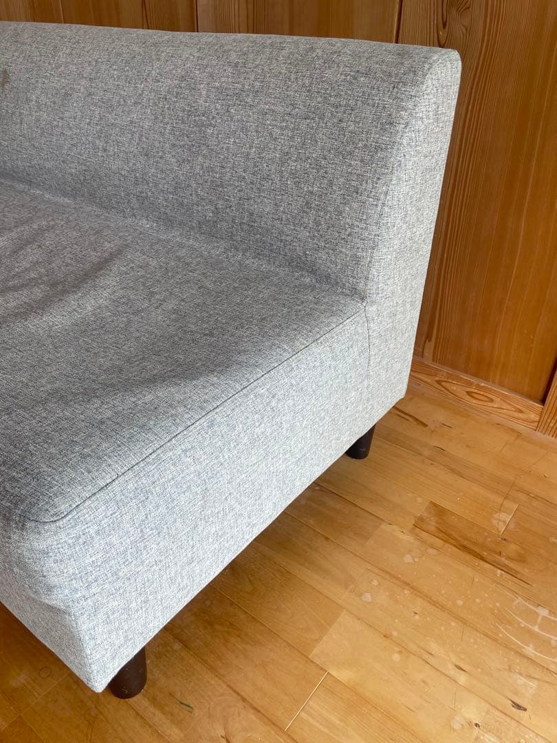 【お買得】グレー ファブリック 2人掛けソファ2way 足取り外し可能 高さ調整