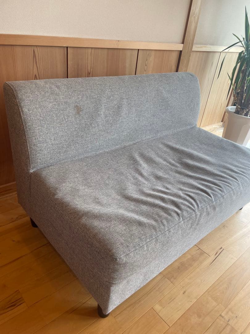 【お買得】グレー ファブリック 2人掛けソファ2way 足取り外し可能 高さ調整