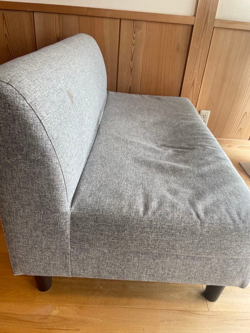 【お買得】グレー ファブリック 2人掛けソファ2way 足取り外し可能 高さ調整