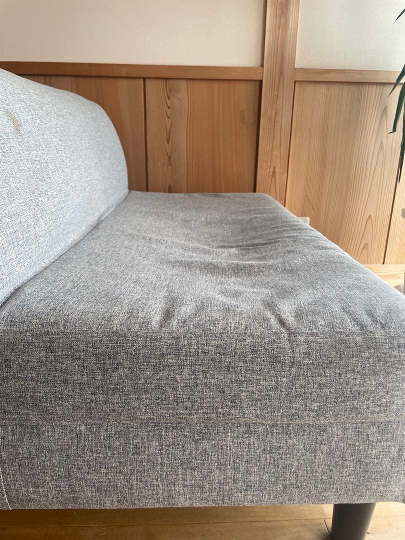 【お買得】グレー ファブリック 2人掛けソファ2way 足取り外し可能 高さ調整