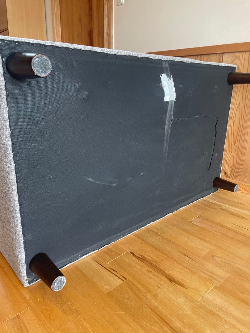 【お買得】グレー ファブリック 2人掛けソファ2way 足取り外し可能 高さ調整