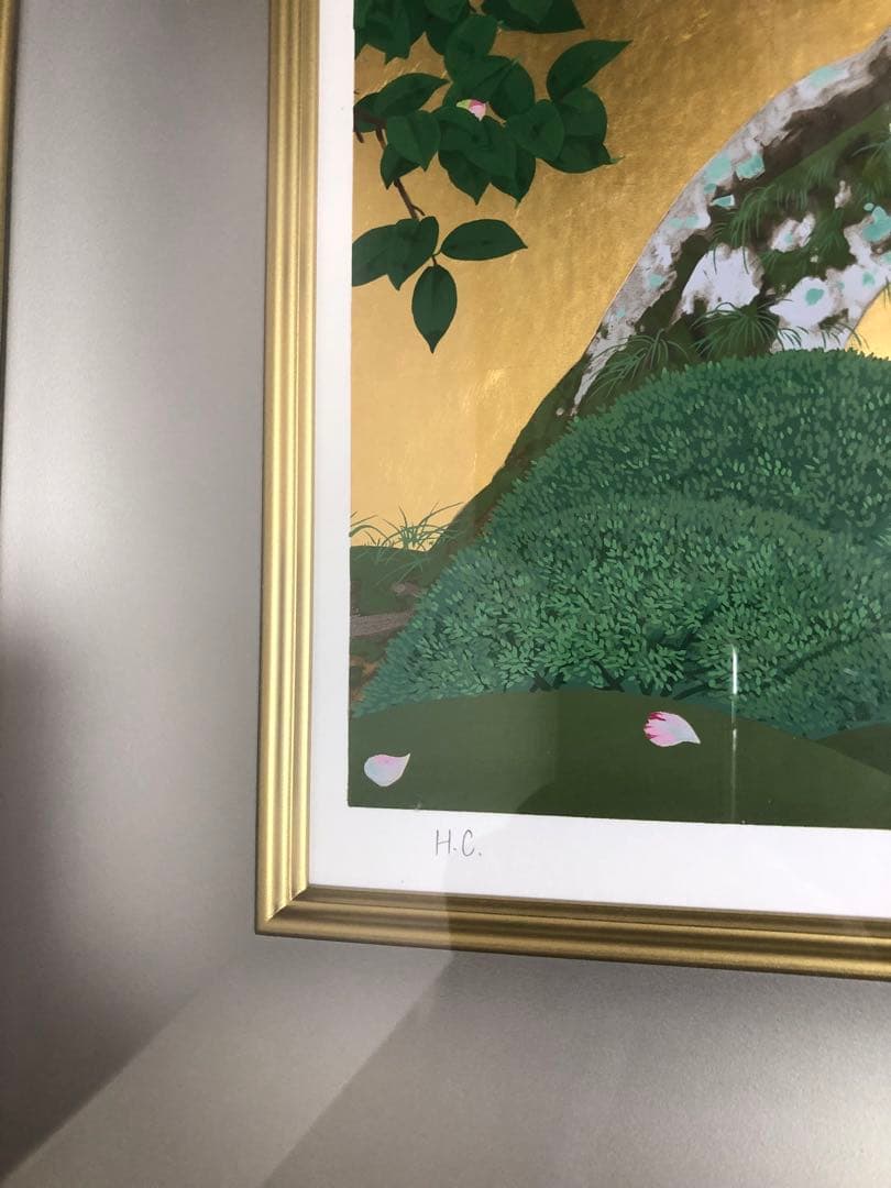 日本画家森田りえ子大型！版画柊野五色椿シルクスクリーン限定直筆