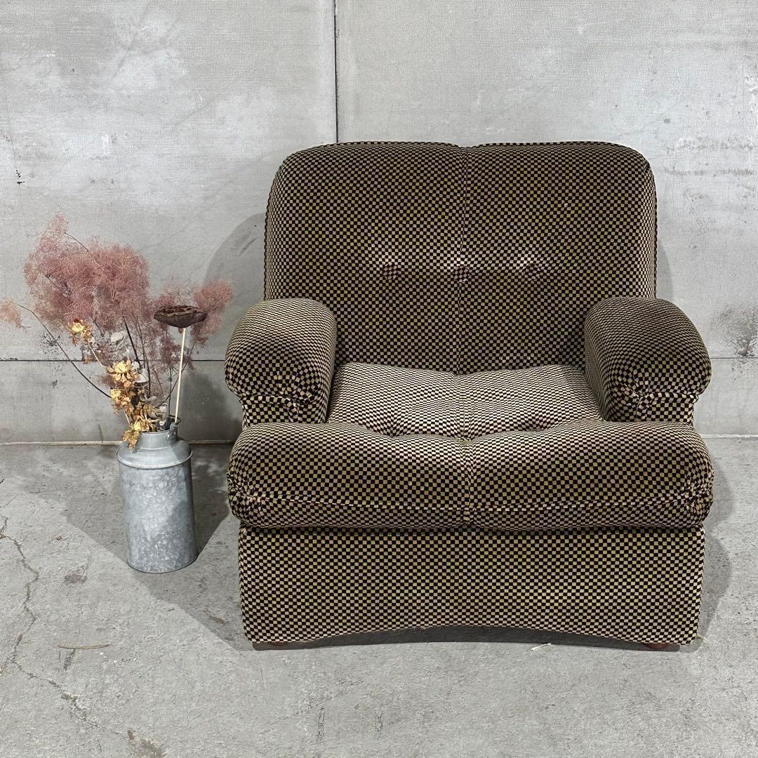 ✦70’s✦昭和レトロ 千鳥格子 1人掛けソファ｜昭和レトロ ミッドセンチュリー