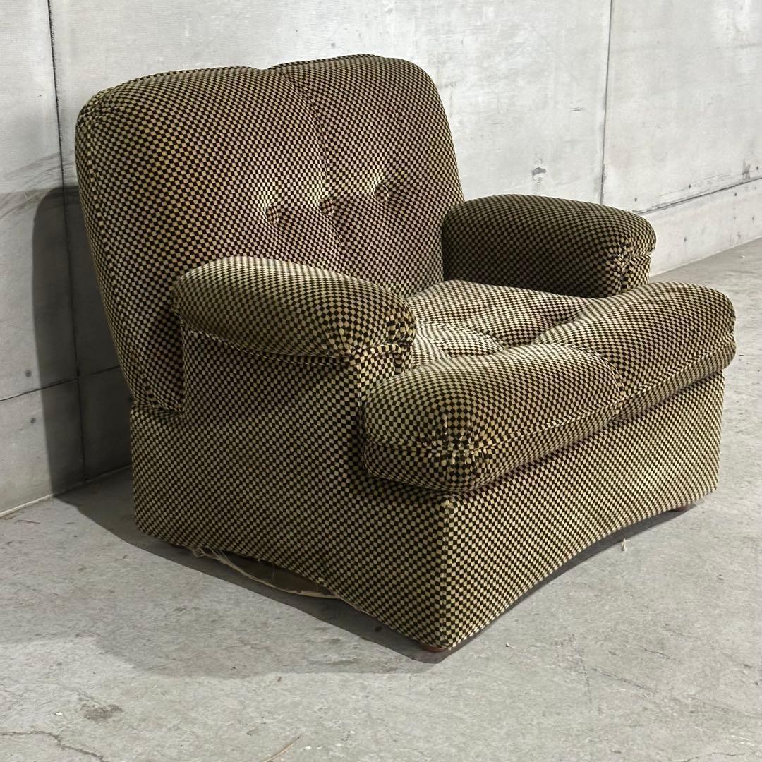 ✦70’s✦昭和レトロ 千鳥格子 1人掛けソファ｜昭和レトロ ミッドセンチュリー