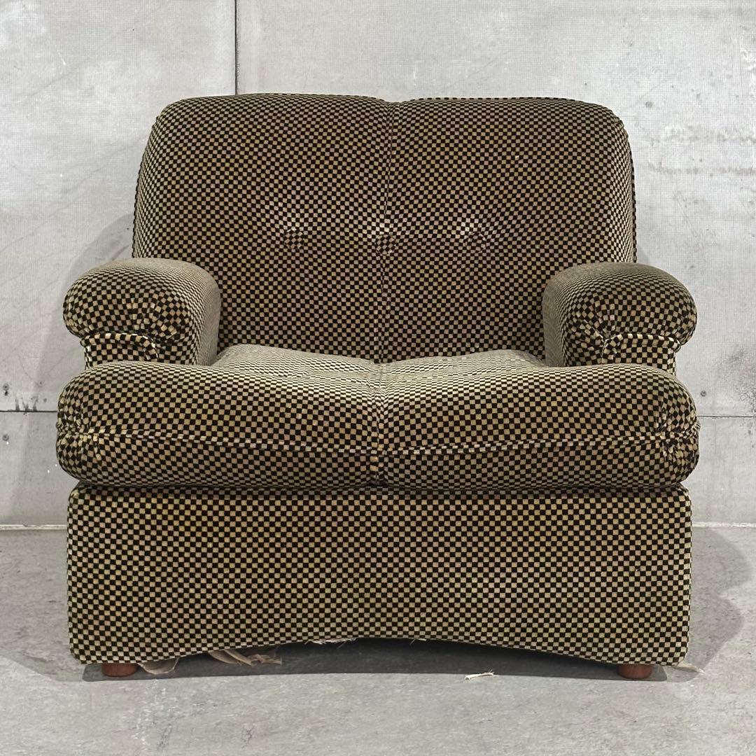 ✦70’s✦昭和レトロ 千鳥格子 1人掛けソファ｜昭和レトロ ミッドセンチュリー