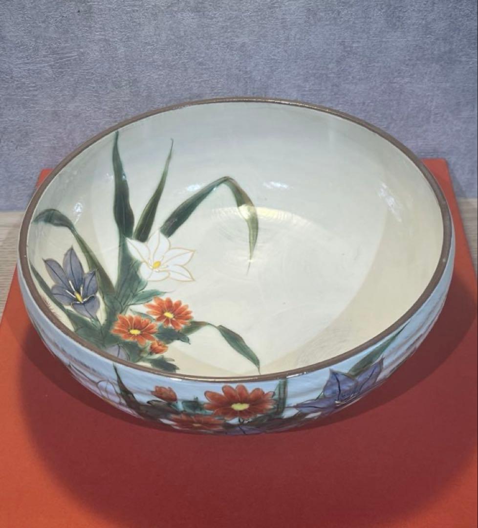 陶あん 京焼 清水焼 秋草文 桔梗 女郎花 深鉢 大鉢 菓子鉢